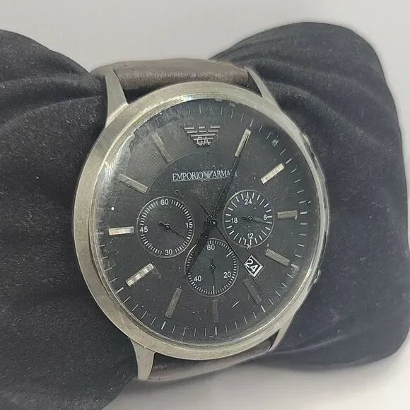 Emporio Armani AR2462 Men's Brown Leather Analog Dial Quartz Wrist Watch BC611